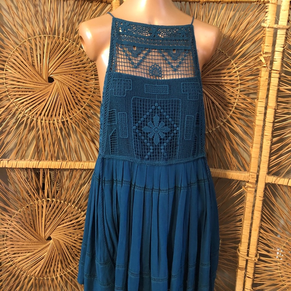 Free People Dark Teal Mini Dress Sz XS (A) - Picture 2 of 4